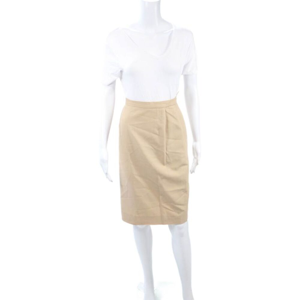 Feraud Womens Straight Pencil Skirt Beige Wool Blend Knee Length Size 36